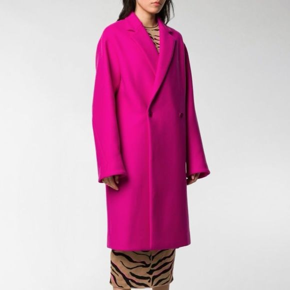 STELLA McCARTNEY Double Breasted Mid-Length Coat. Fuchsia. Size 42 IT - Picture 1 of 10